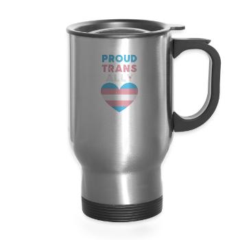 Proud Trans Ally Transgender - 14 oz Travel Mug with Handle - silver - Front