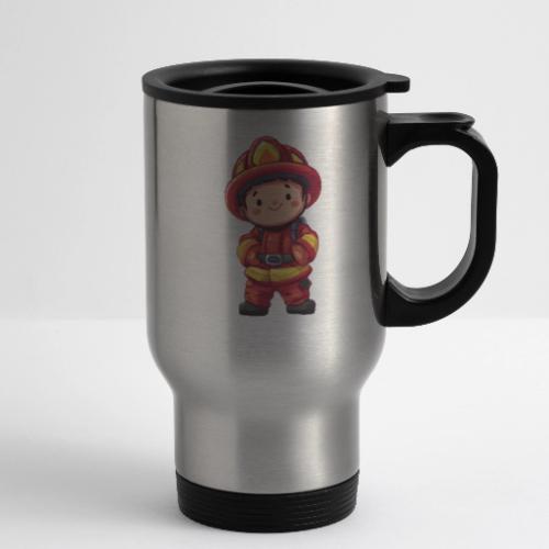 Friendly Firefighter Hero - 14 oz Travel Mug with Handle