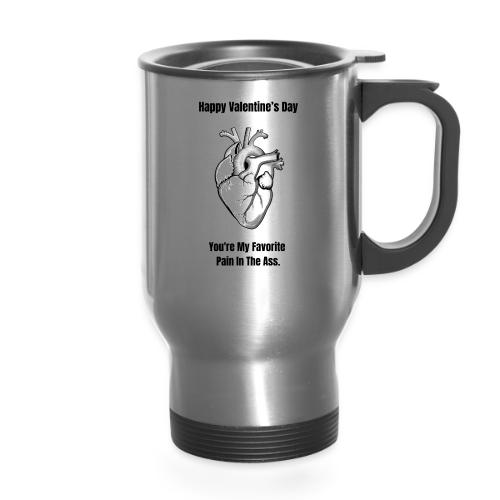 I'm Glad I Swiped Right T-Shirt | Funny Valentine - 14 oz Travel Mug with Handle