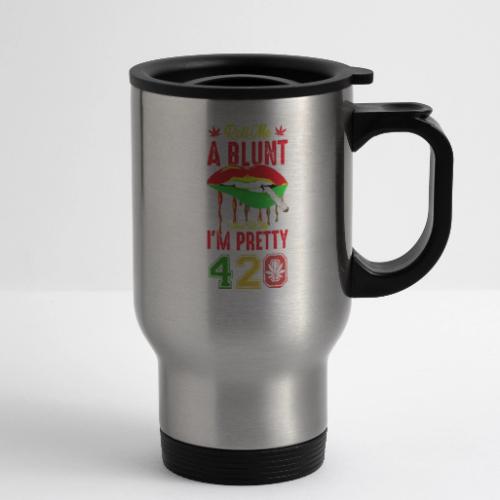 Pleasant 420 Smoke a Blunt Weed Marijuana Design - 14 oz Travel Mug with Handle