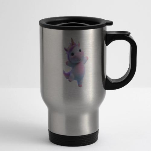 Cute Cartoon Unicorn Dancing Joyfully - 14 oz Travel Mug with Handle