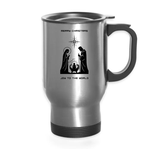 Joy to the World T-Shirt | Minimalist Nativity - 14 oz Travel Mug with Handle