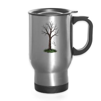 Tree Swing Sneaker - 14 oz Travel Mug with Handle - silver - Front
