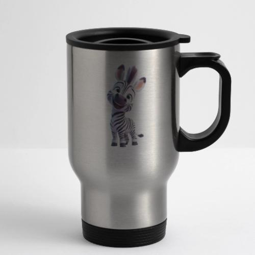 Playful 3D Baby Zebra Smiling Brightly - 14 oz Travel Mug with Handle