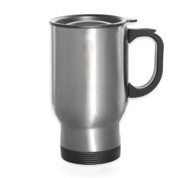 Dagger Halo No Peace With Evil - 14 oz Travel Mug with Handle - silver - Front