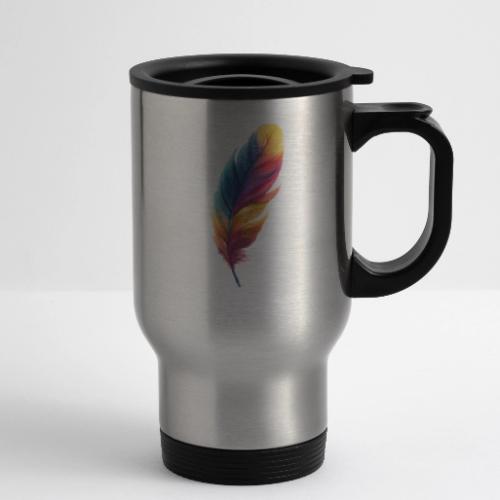Rainbow Flight Feather - 14 oz Travel Mug with Handle