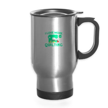 Sewers Design for Quilting Lover Quilting - 14 oz Travel Mug with Handle - silver - Front