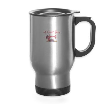 Sewers Design for Quilting Lover Quilting - 14 oz Travel Mug with Handle - silver - Front