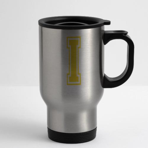 Letter I – Capital Athletic Alphabet Monogram - 14 oz Travel Mug with Handle