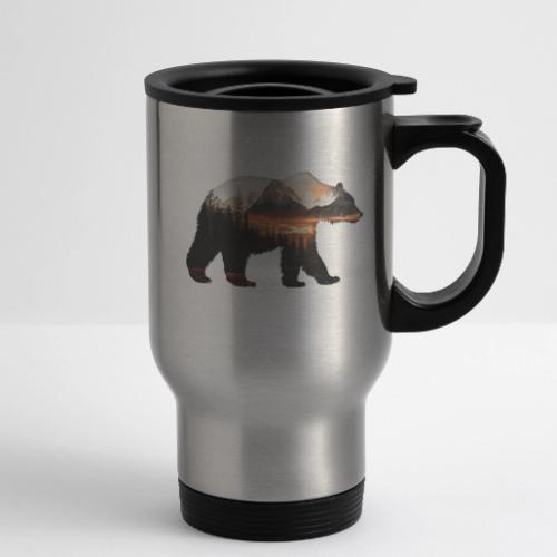 Canada Bear: fiery tones - 14 oz Travel Mug with Handle