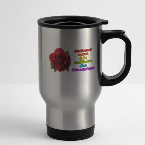 Thank You Educator: Pink and Rainbow Message - 14 oz Travel Mug with Handle
