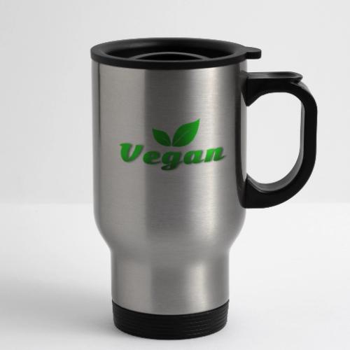Pure Vegan Leaves - 14 oz Travel Mug with Handle