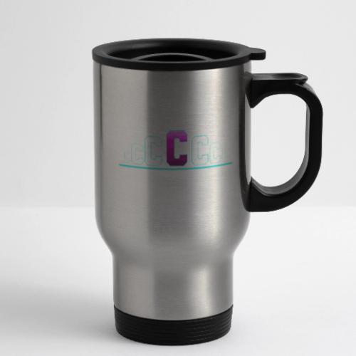 Letter C – Capital Varsity Alphabet Monogram - 14 oz Travel Mug with Handle