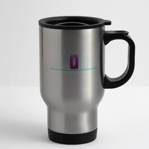 Letter Q – Capital Varsity Alphabet Monogram - 14 oz Travel Mug with Handle