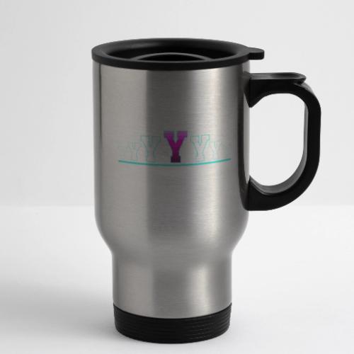 Letter Y – Capital Varsity Alphabet Monogram - 14 oz Travel Mug with Handle