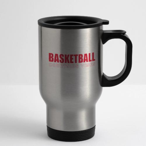 Courtside Vibes Basketball Typography Design - 14 oz Travel Mug with Handle