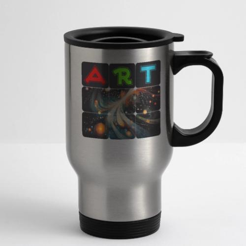 Swirls of Colorful Art - 14 oz Travel Mug with Handle