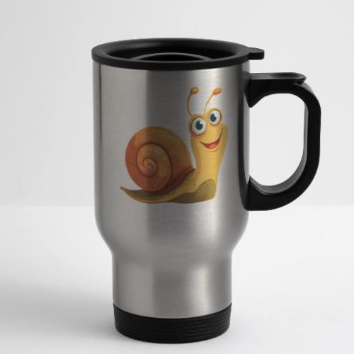 Happy Cartoon Snail with a Smile - 14 oz Travel Mug with Handle