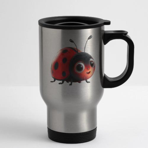 Adorable Cartoon Ladybug with Big Eyes - 14 oz Travel Mug with Handle