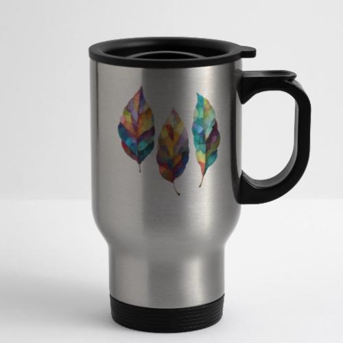 Art: Colorful Leaf Harmony - 14 oz Travel Mug with Handle