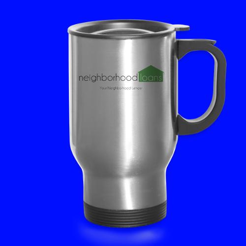 Neighborhood Loans White Items - 14 oz Travel Mug with Handle