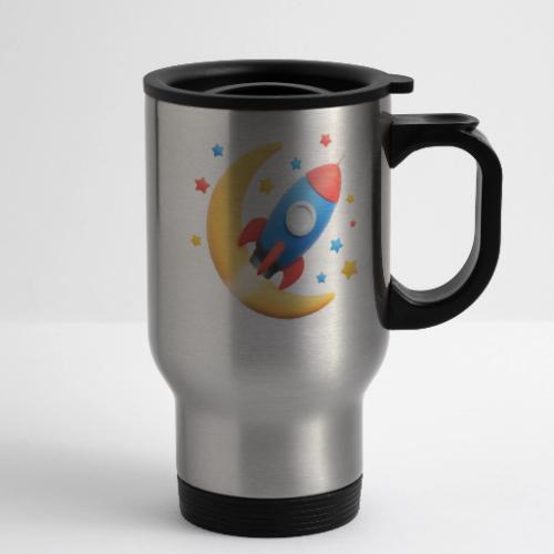 Rocket to the Crescent Moon - 14 oz Travel Mug with Handle