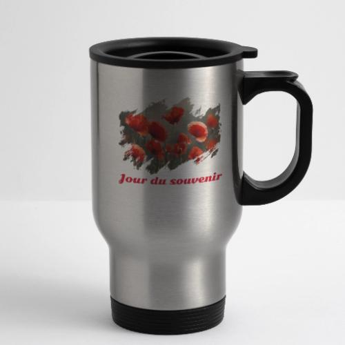 Remembrance Day with Poppies - 14 oz Travel Mug with Handle