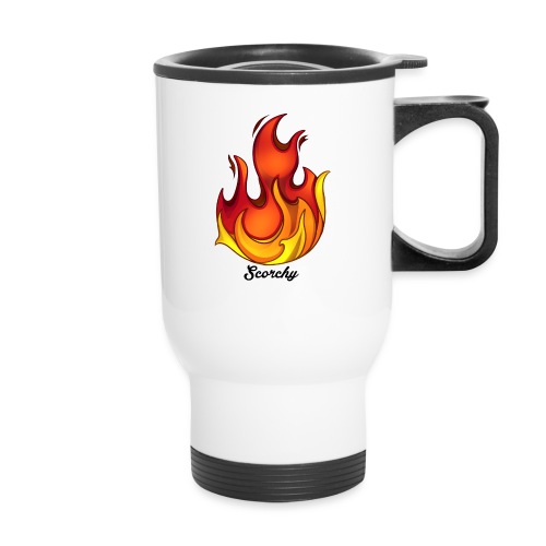 Scorchy Logo Black - 14 oz Travel Mug with Handle