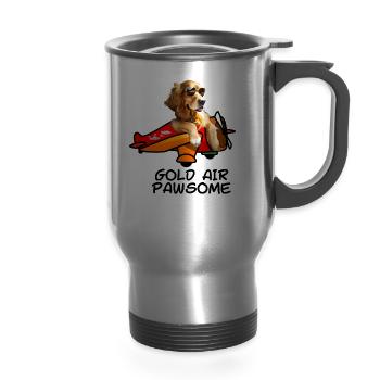 GOLDEN AIR PAWSOME - 14 oz Travel Mug with Handle - silver - Front