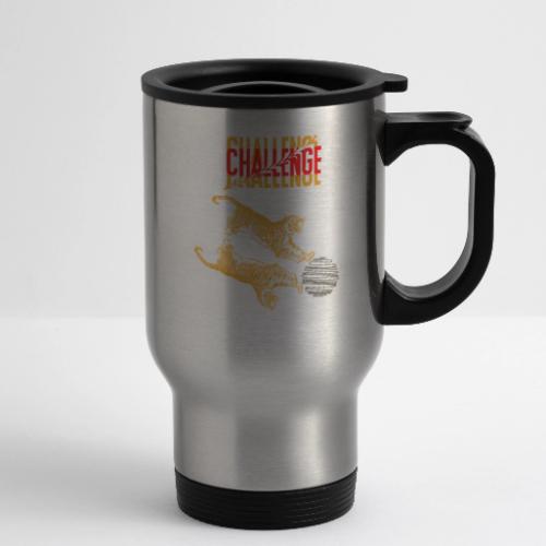 Double tiger fashion, jungle feline animals. - 14 oz Travel Mug with Handle