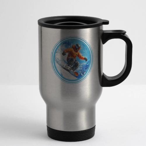 Snowboarding Motion - 14 oz Travel Mug with Handle