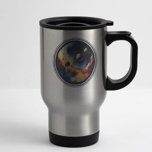 Chaotic Color Planets - 14 oz Travel Mug with Handle