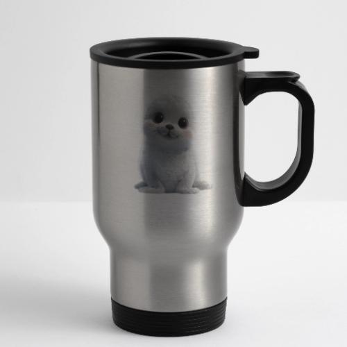 Cute White Cartoon Baby Sea Lion - 14 oz Travel Mug with Handle