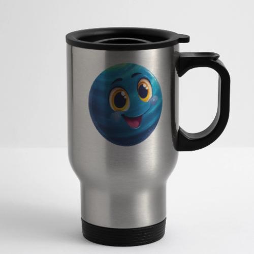 Smiling Blue Planet - 14 oz Travel Mug with Handle