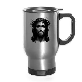 PRAYER PIECES  - 14 oz Travel Mug with Handle - silver - Front