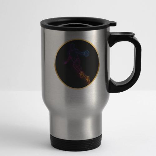 Basketball: Neon Jump Shot - 14 oz Travel Mug with Handle