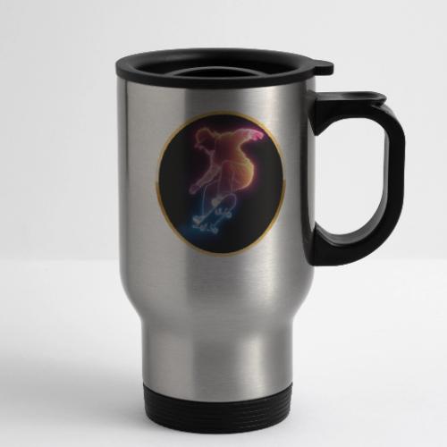 Skateboarding: Golden Trick Rider - 14 oz Travel Mug with Handle
