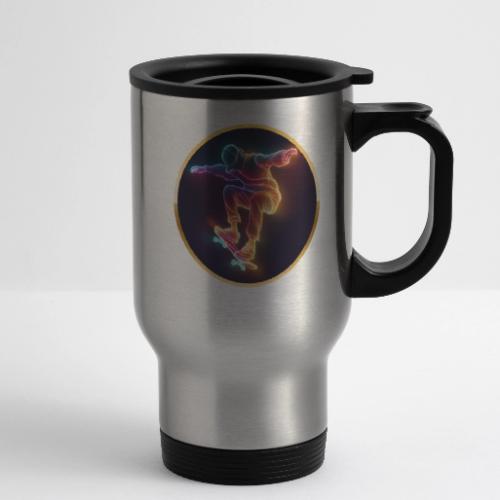 Skateboarding: Midnight Neon Skater - 14 oz Travel Mug with Handle