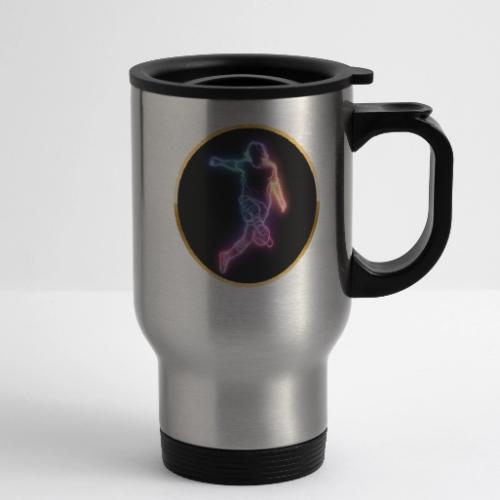 Soccer: Neon Goal Fusion - 14 oz Travel Mug with Handle