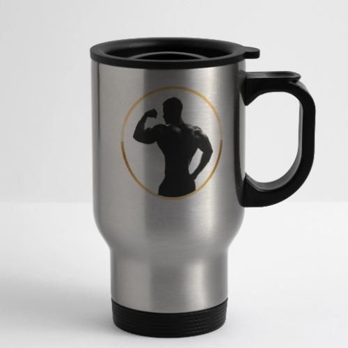 Bodybuilder: Classic Flex Emblem - 14 oz Travel Mug with Handle