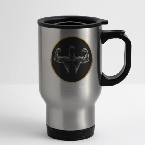 Bodybuilding: Golden Back Power - 14 oz Travel Mug with Handle