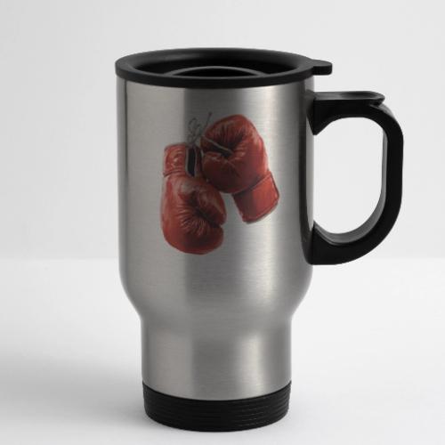 Boxing: Hanging Gloves Icon - 14 oz Travel Mug with Handle