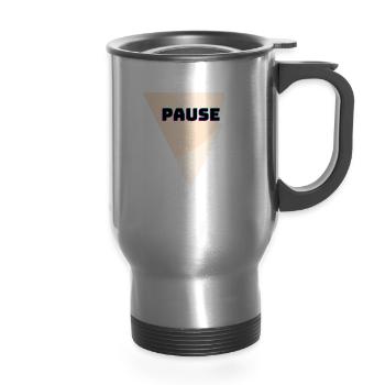Pause Glitch Streetwear - 14 oz Travel Mug with Handle - silver - Front