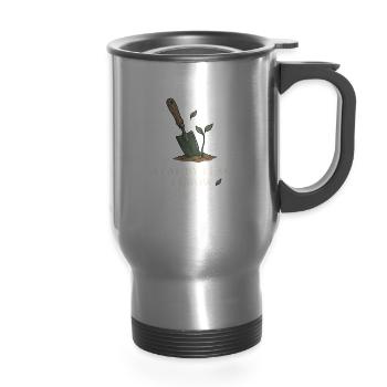 Leaf by Leaf I Grow - 14 oz Travel Mug with Handle - silver - Front