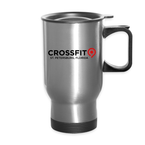 CrossFit9 Classic (Black) - 14 oz Travel Mug with Handle