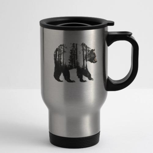 Evergreen Bear Silhouette - 14 oz Travel Mug with Handle