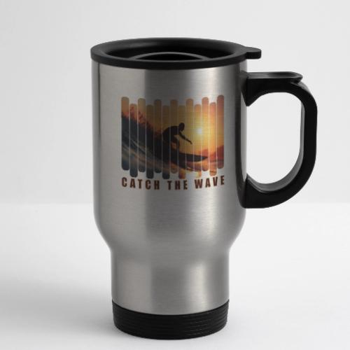 Surfing: Catch the Wave - 14 oz Travel Mug with Handle