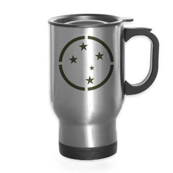Brazilian ARMY WW2 Emblem - 14 oz Travel Mug with Handle - silver - Front