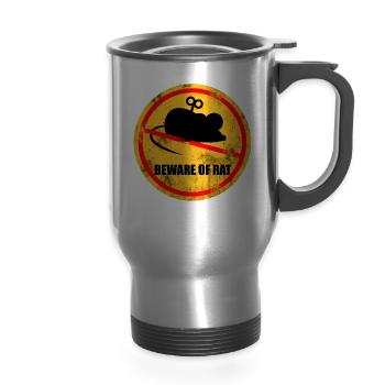 Rat - 14 oz Travel Mug with Handle - silver - Front