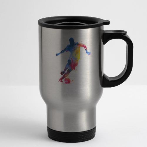 Soccer: Splash Kick - 14 oz Travel Mug with Handle